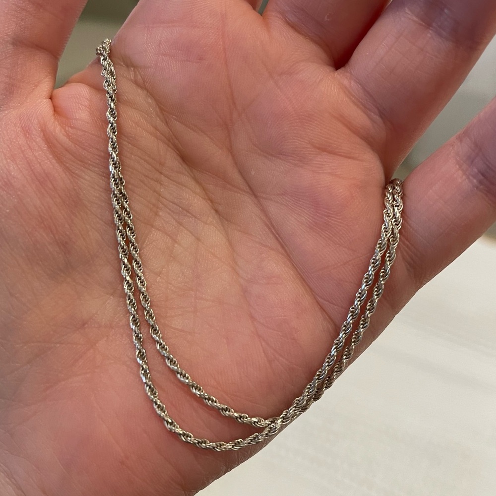 Vintage Italian Sterling Silver 925 Rope Chain Necklace 20” UNISEX Old Money